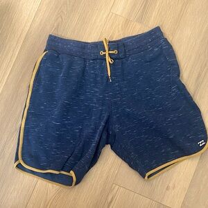 Billabong Dark Blue Athletic Shorts with Gold Accents